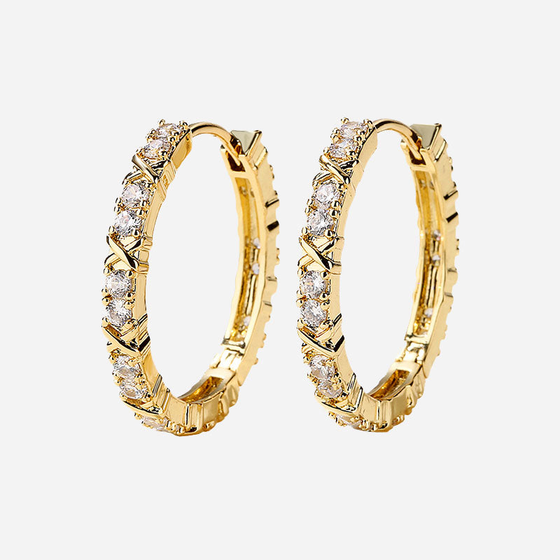 Clara | Zirconia Cross Earrings in 18K Gold