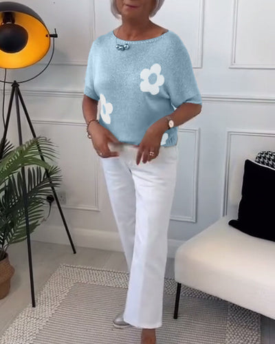 Daisy | Fijngebreide trui met bloemendetail