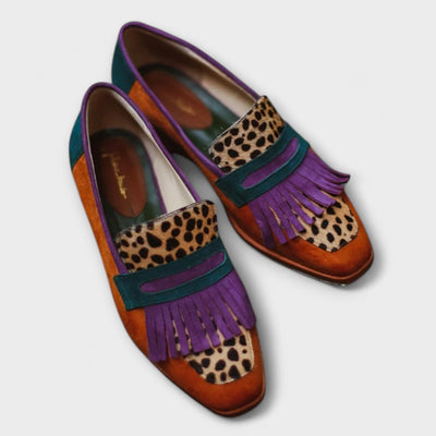 Fallon – Bruine Loafer met Luipaardprint
