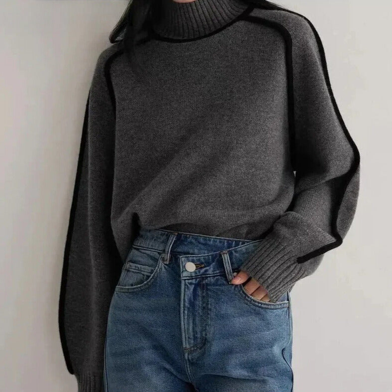 Averi™ High-Neck Piped Sweater
