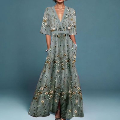 Michelle™ - Elegant Floral Wrap Dress