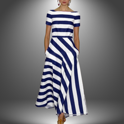 Alma | Striped A-Line Maxi Gown