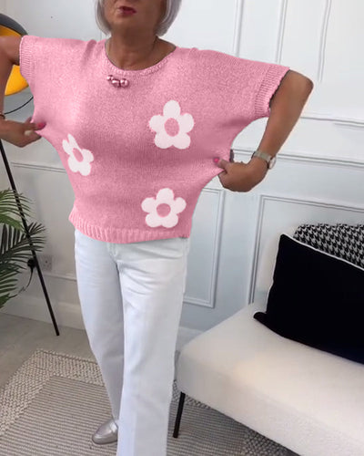 Daisy | Fijngebreide trui met bloemendetail