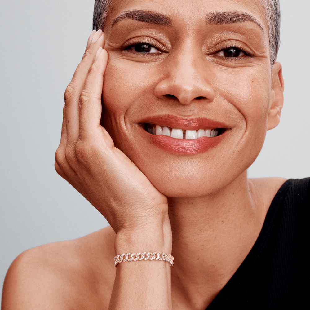 Clara | Cuban Pink Bracelet 18k Gold