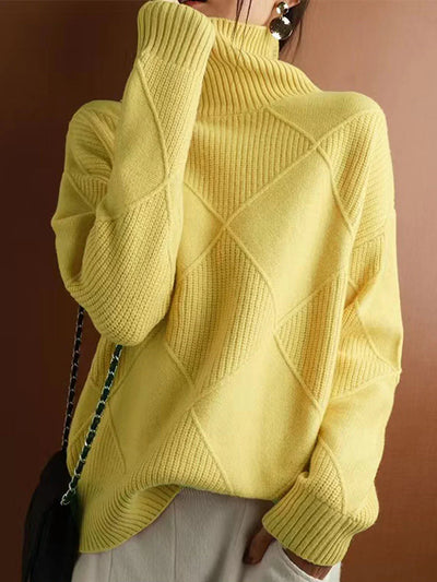 Loose Turtleneck Solid Color Knitted Sweater