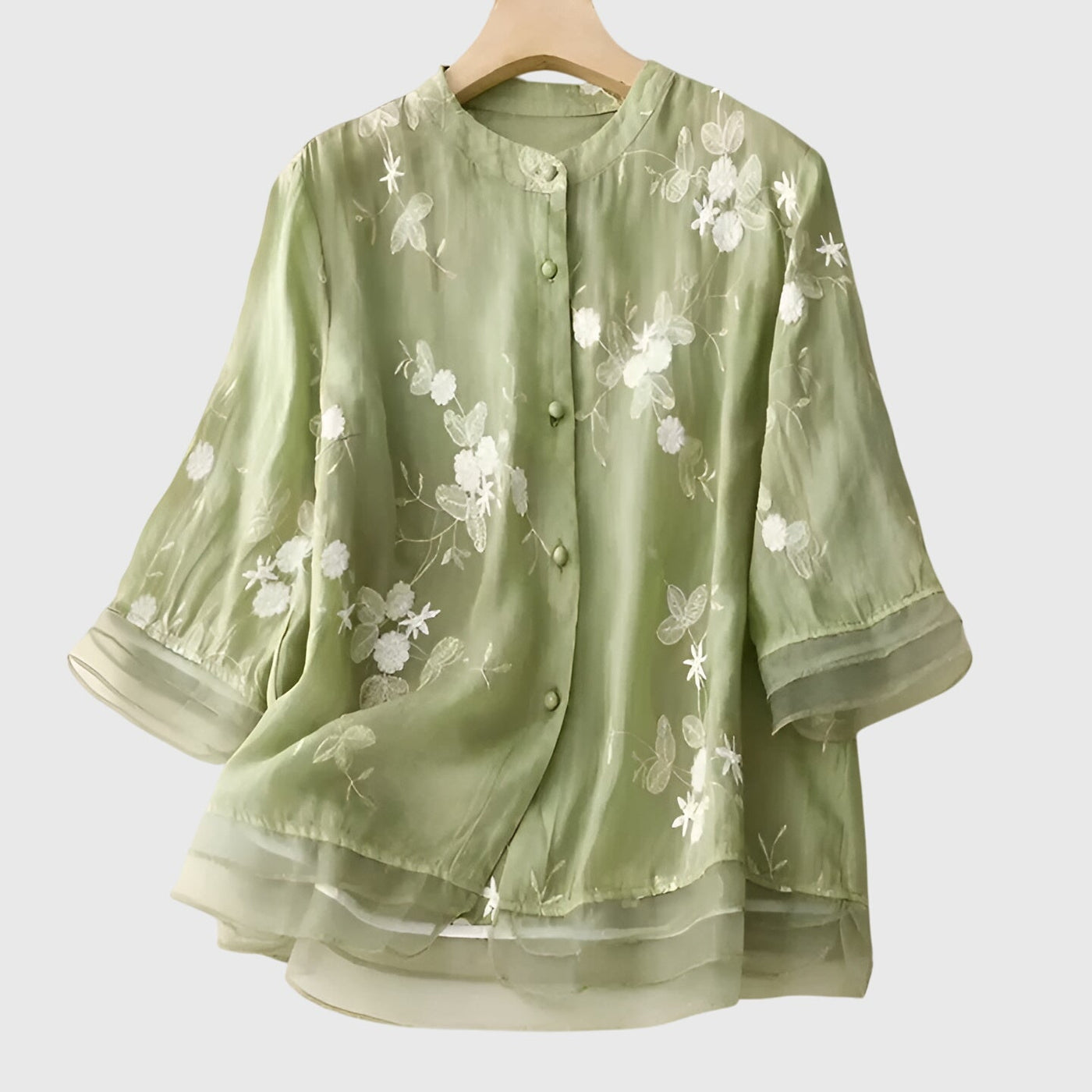 Clara | Elegant Top with Embroidered Flowers