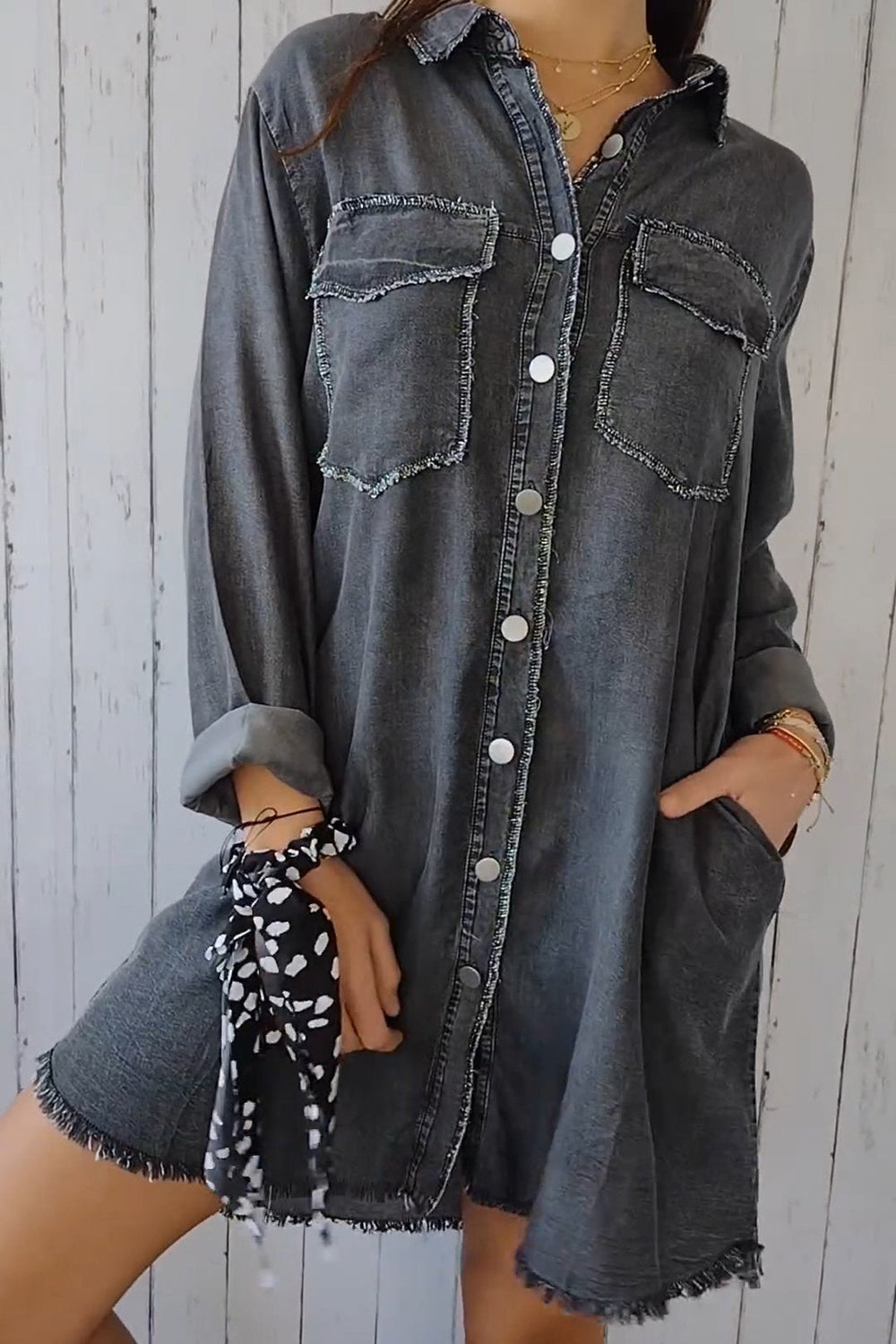 Deandra™ - Oversized Denim Shirt