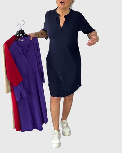 Clara | Solid V-Neck Dress