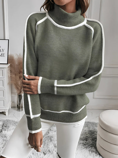 Olive Green Turtleneck Sweater - Soft, Long Sleeve, Chic Urban Wear