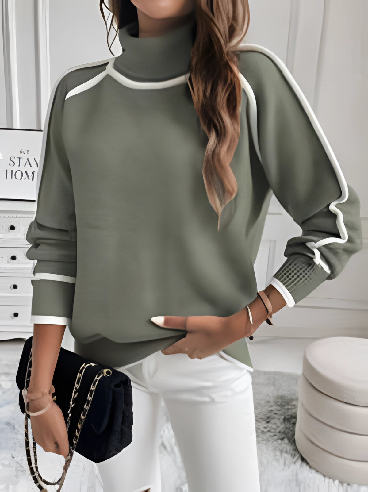 Olive Green Turtleneck Sweater - Soft, Long Sleeve, Chic Urban Wear