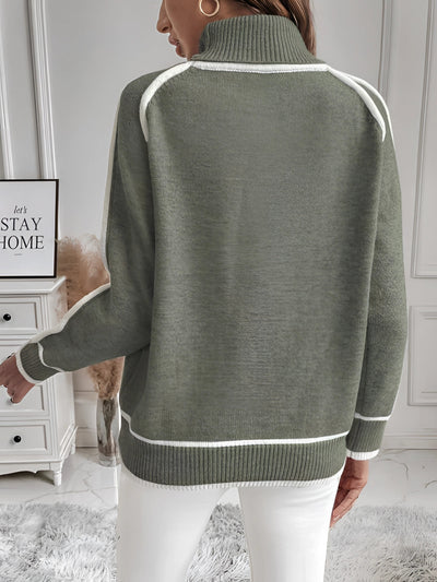 Olive Green Turtleneck Sweater - Soft, Long Sleeve, Chic Urban Wear