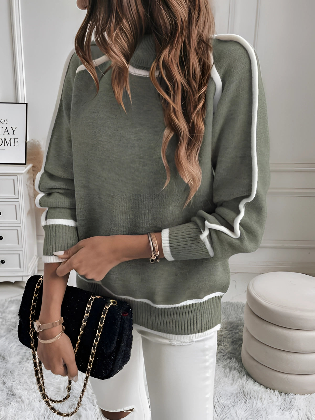 Olive Green Turtleneck Sweater - Soft, Long Sleeve, Chic Urban Wear