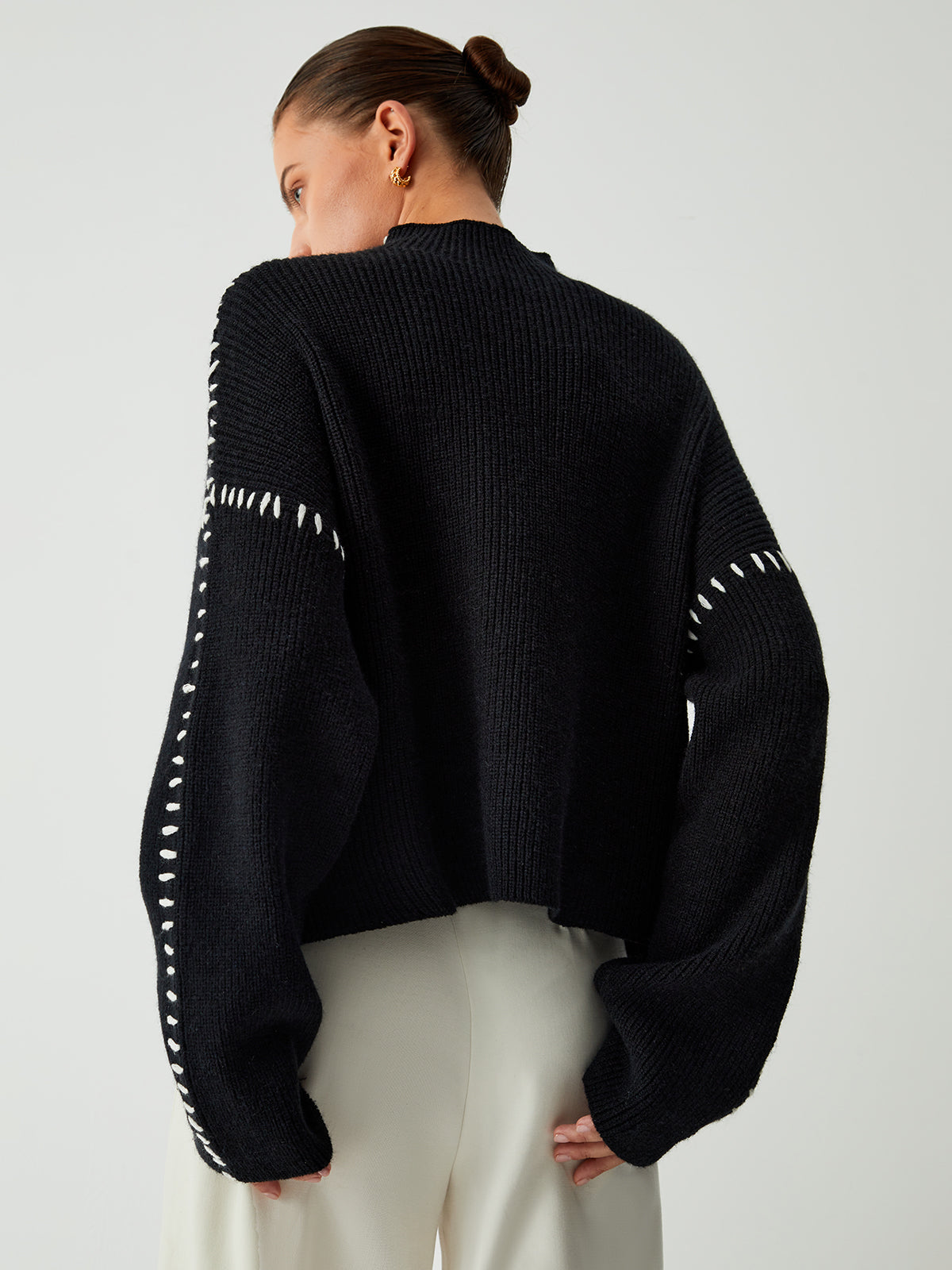 Contrast Stitch Knit Sweater