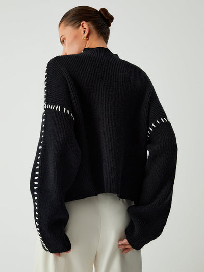 Contrast Stitch Knit Sweater