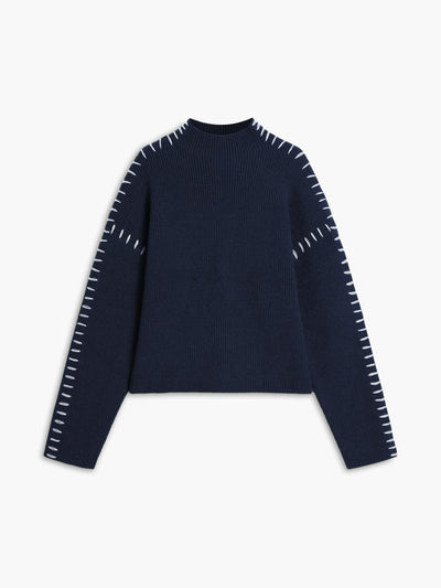 Contrast Stitch Knit Sweater