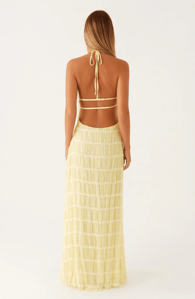 Caroline | Getextureerde Haltermaxi-jurk