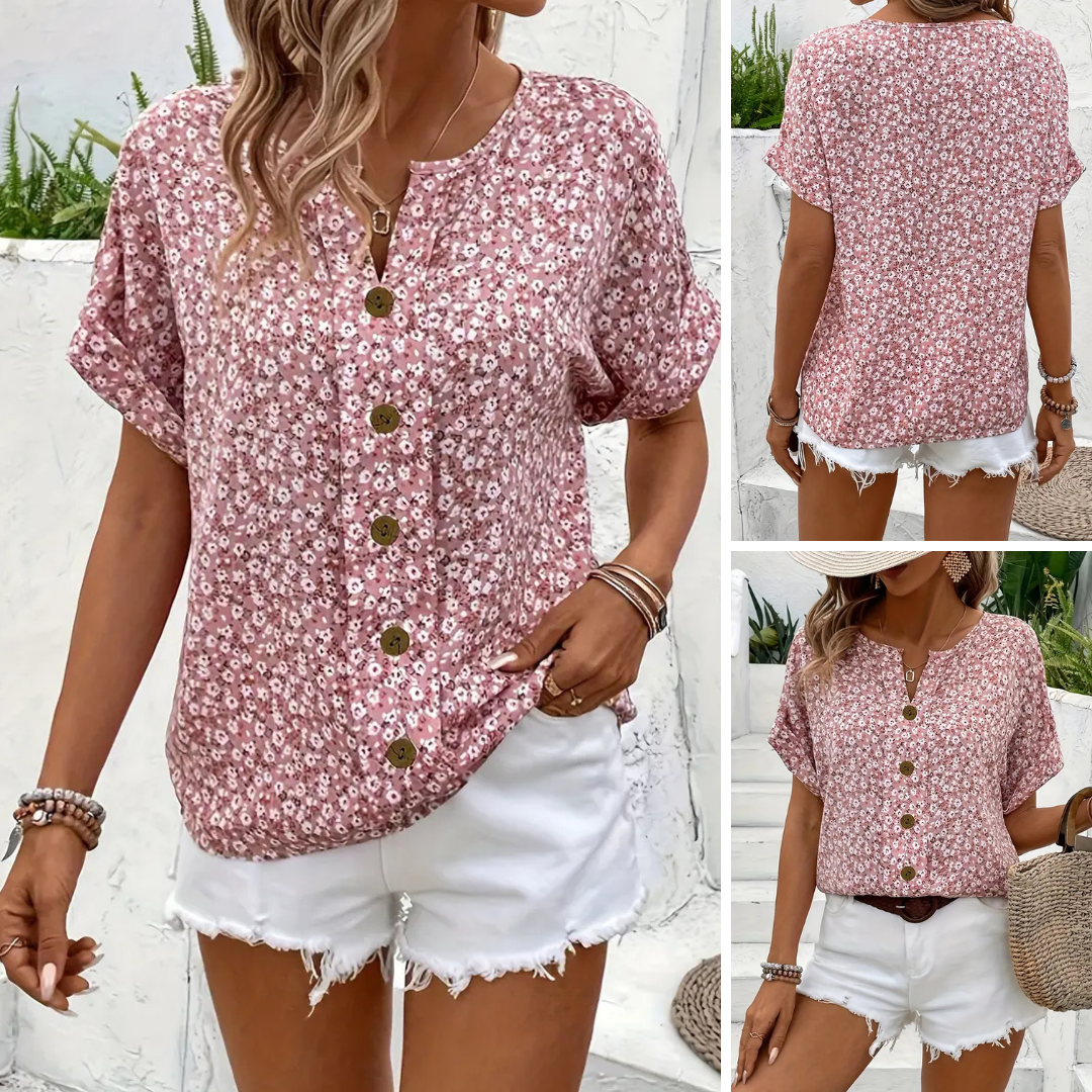 Charis™ - Floral Button-Up Blouse