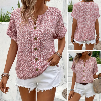 Charis™ - Floral Button-Up Blouse