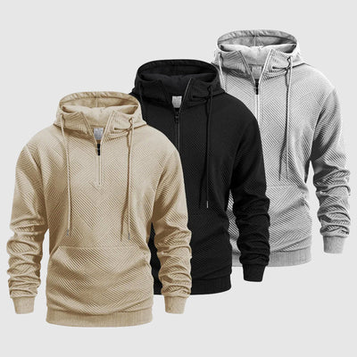 Jayden | Hoodie met kwartritsmotief en textuur