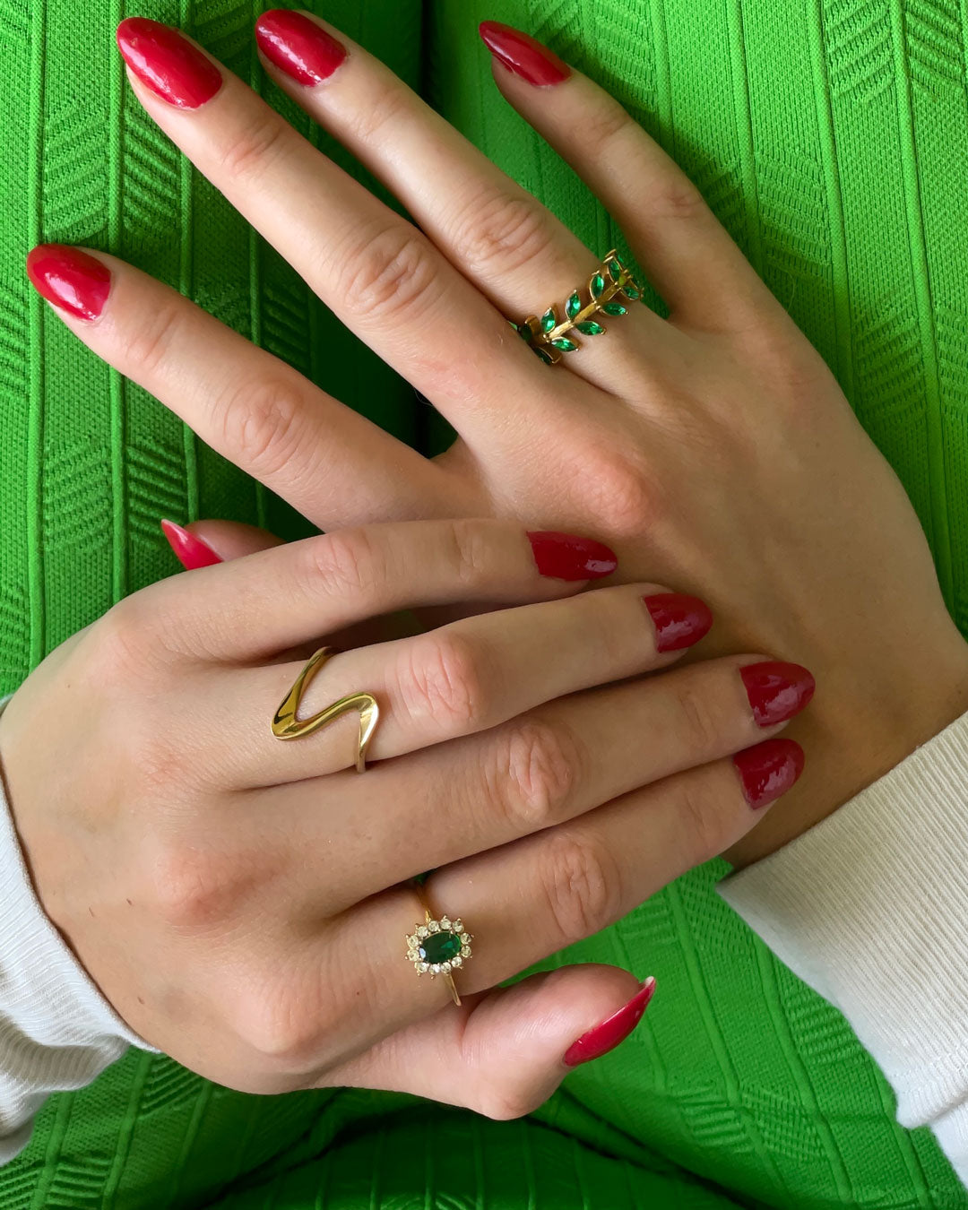 Clara | Green Zirconia Ring 18K Gold