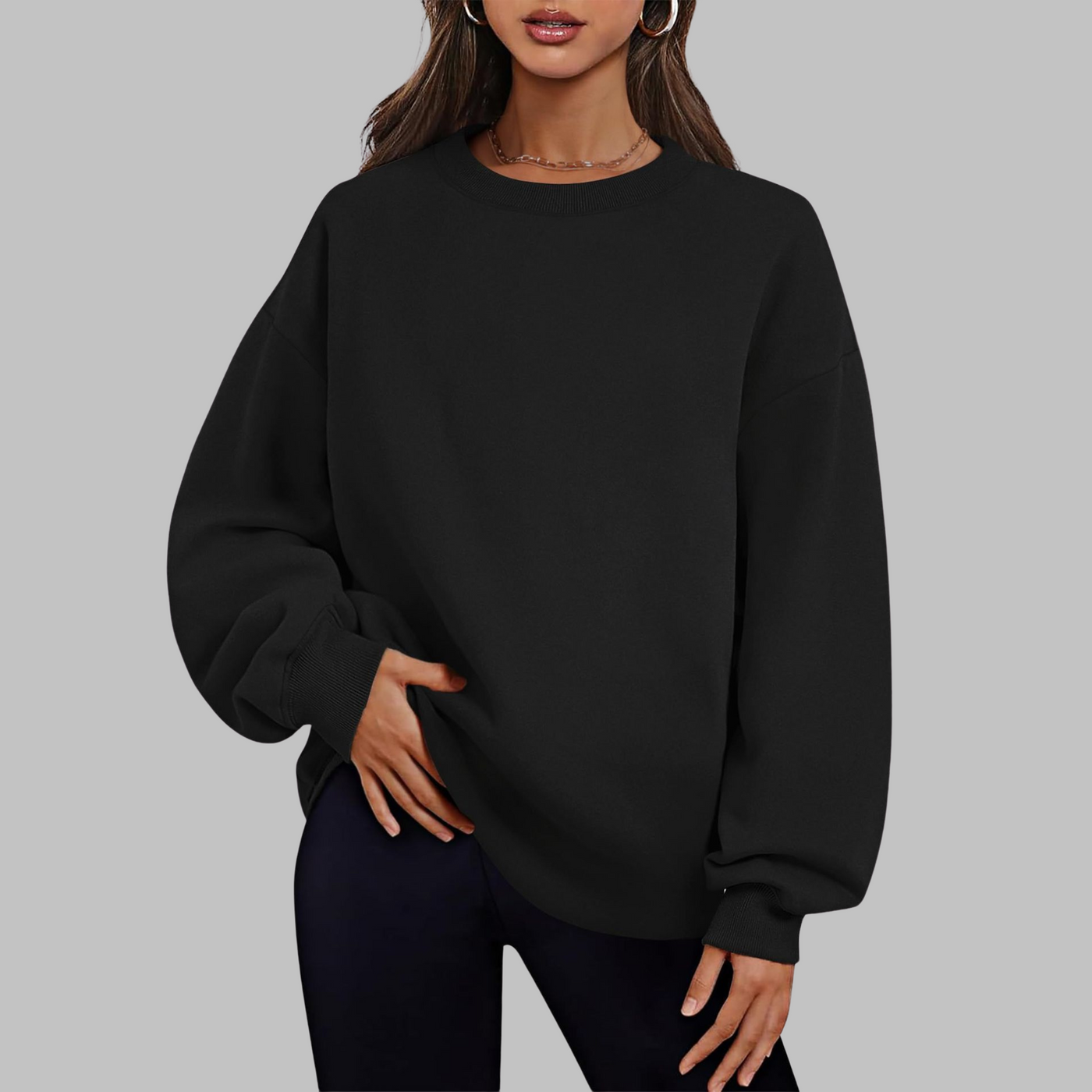 Medgi | Casual oversized trui met ronde hals en lange mouwen