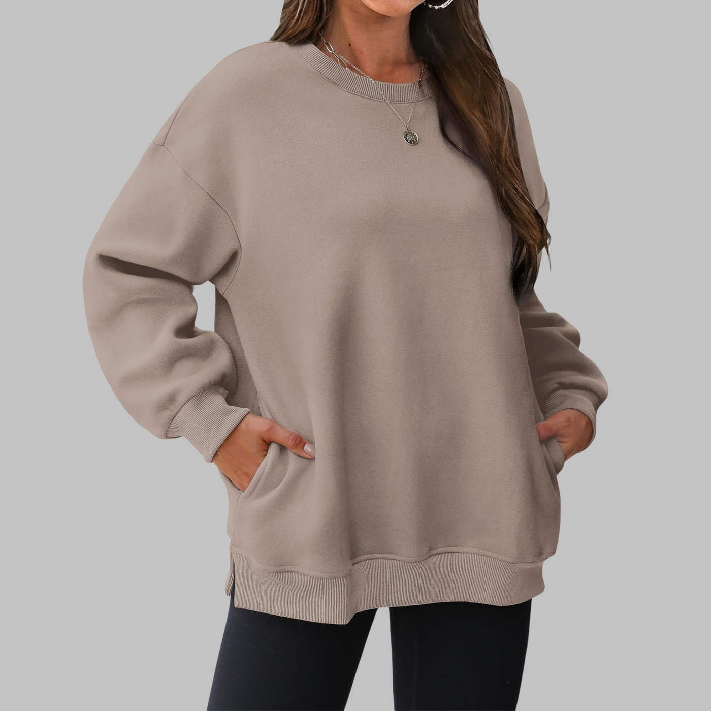 Medgi | Casual oversized trui met ronde hals en lange mouwen