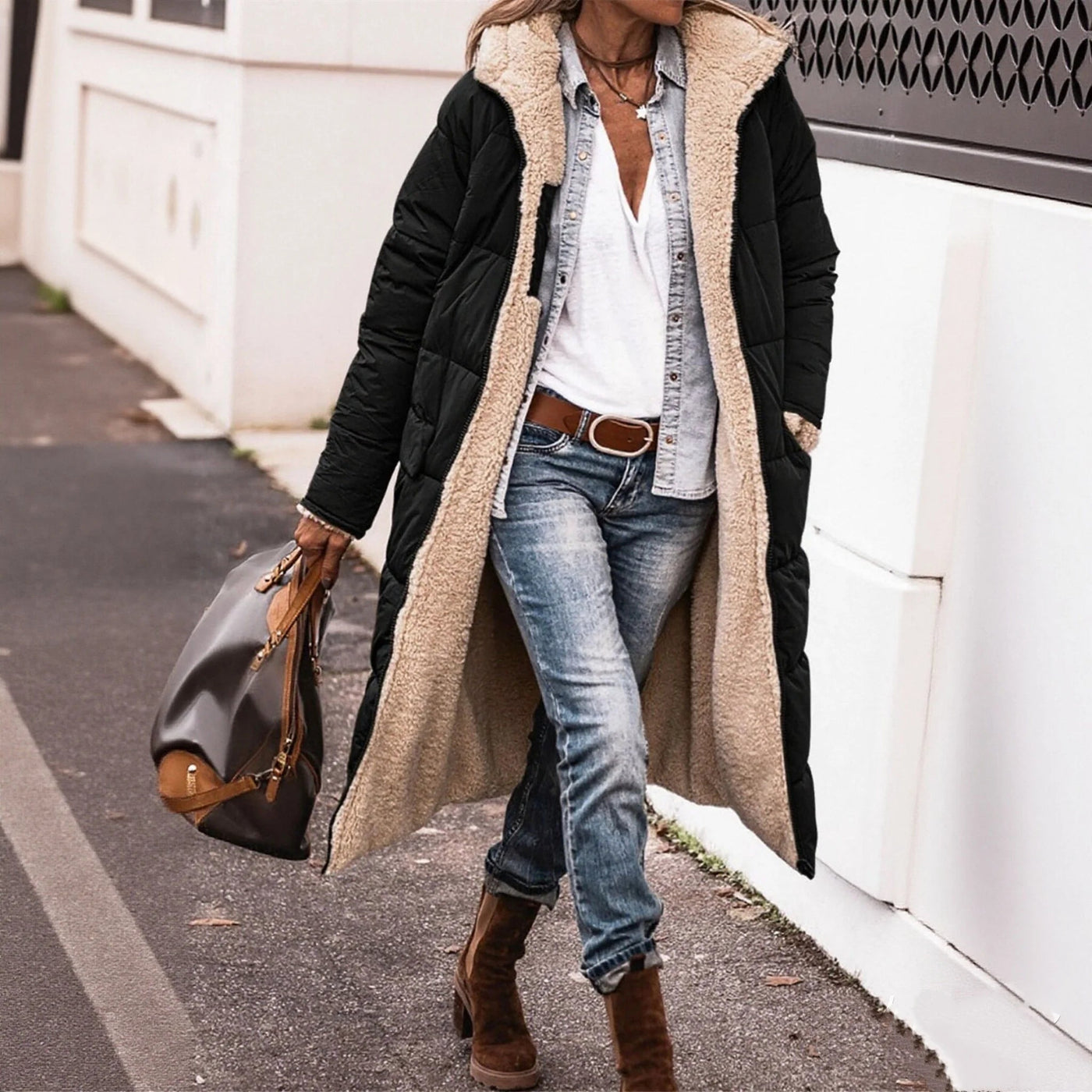 Marije | Warme gewatteerde jas met capuchon