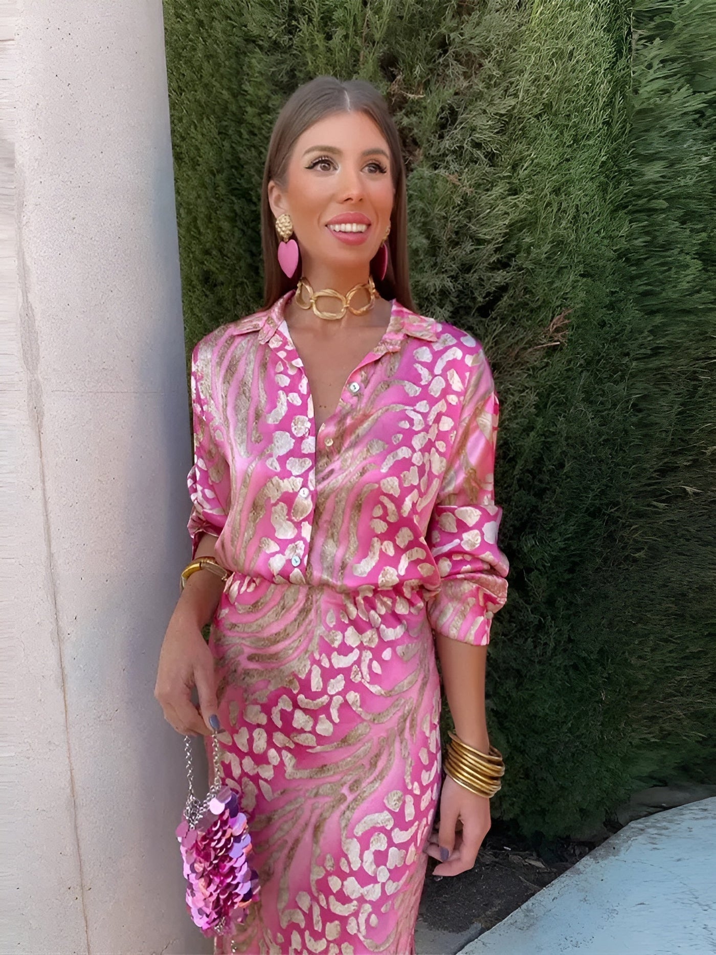 Mei | Elegante Satijnen Overhemdjurk