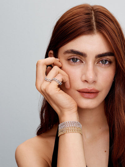 Clara | Cuban Pink Bracelet 18k Gold