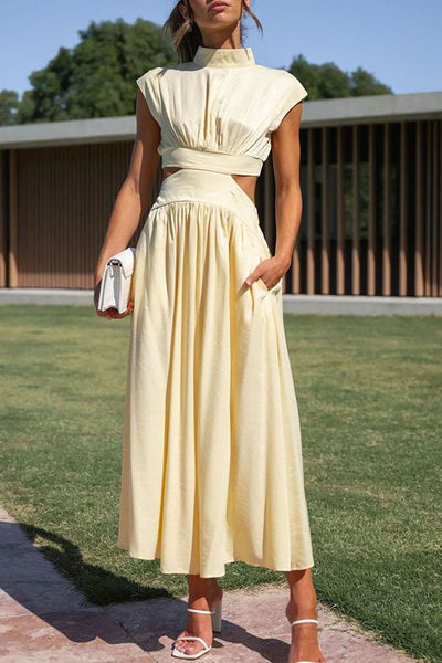 Quincy | Midi-jurk met Cut-Out en Zakken