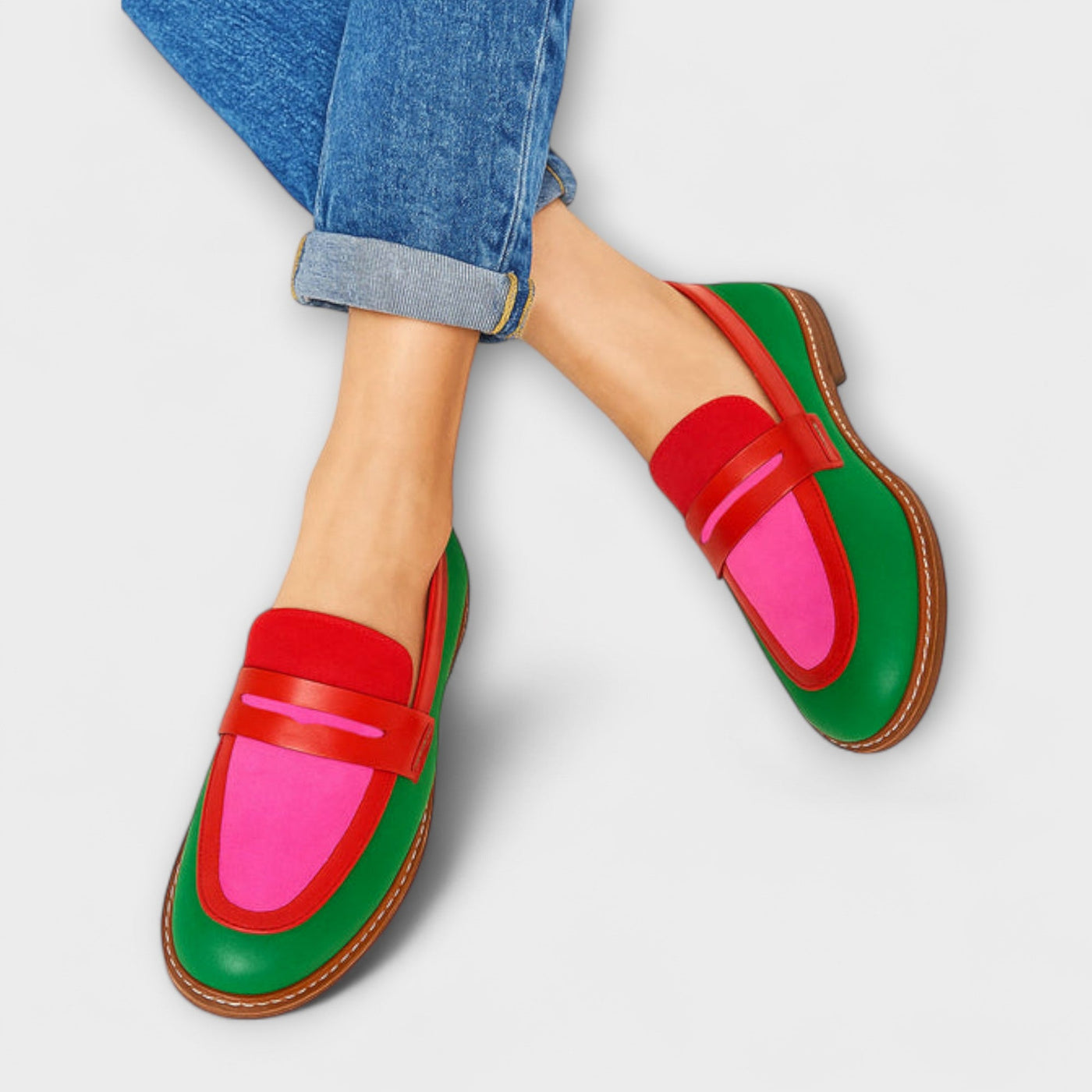 Nyla – Kleurblok Loafers in Casual-Stijl