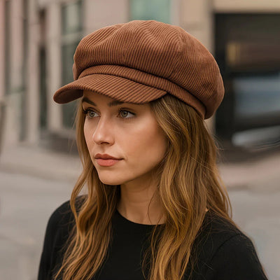 Gabriel | Bruine corduroy newsboy cap in vintage stijl