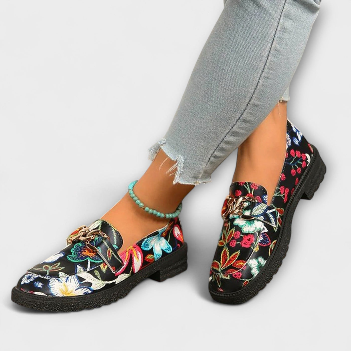 Orla | Multicolor Mocasines met Bloemenpatroon