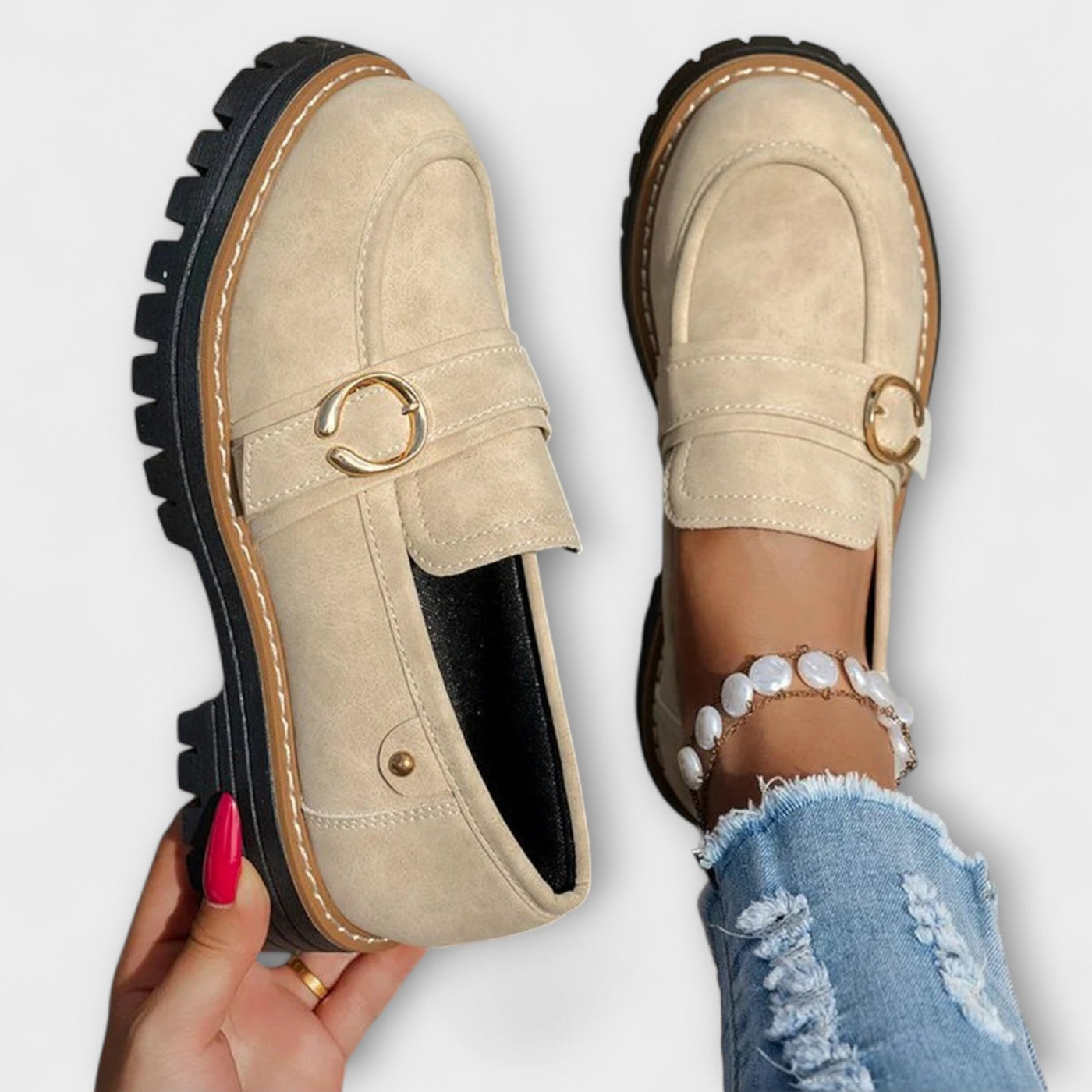 Lora – Casual Loafers met Ronde Neus